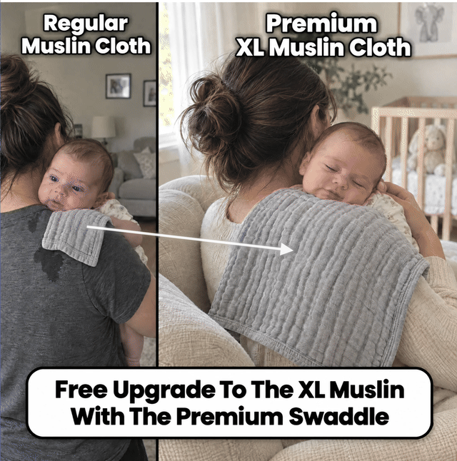 Upgrade To The Premium BabyNest Swaddle (Ultra-Soft Minky, Snug & Secure) + FREE Upgrade To The Premium Muslin Cloth (Double The Size, Double The Thickness)